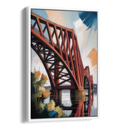 Forth Bridge Elegance Side - White Canvas Wall Art