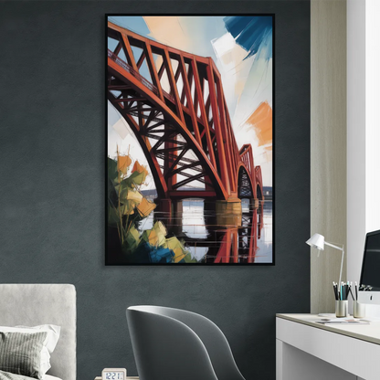 Forth Bridge Elegance Sitting Room - Black Canvas Wall Art
