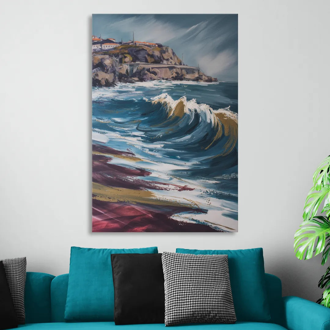 Foz do Douro Waves Sitting Room - Canvas Wall Art