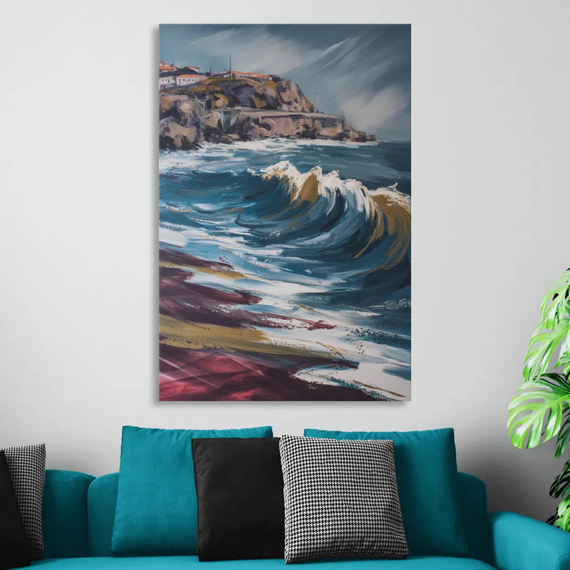 Foz do Douro Waves Sitting Room - Canvas Wall Art