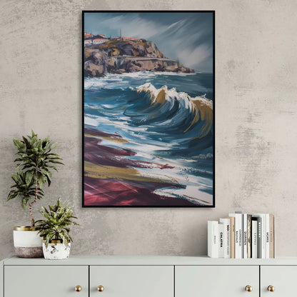 Foz do Douro Waves Sitting Room - Black Canvas Wall Art