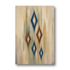 Framed Abstract Painting of Drifting Ikat Diamonds - Canvas Wall Art - Front