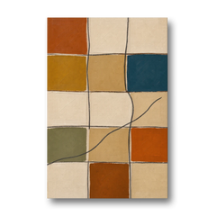Framed Geometric Wall Art with a Wandering Line - Canvas Wall Art - Front