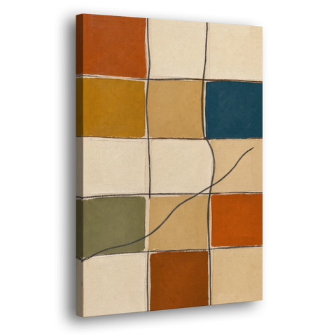 Framed Geometric Wall Art with a Wandering Line - Canvas Wall Art - Side