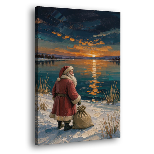 Framed Santa Print by the Amber Lake - Canvas Wall Art - Side