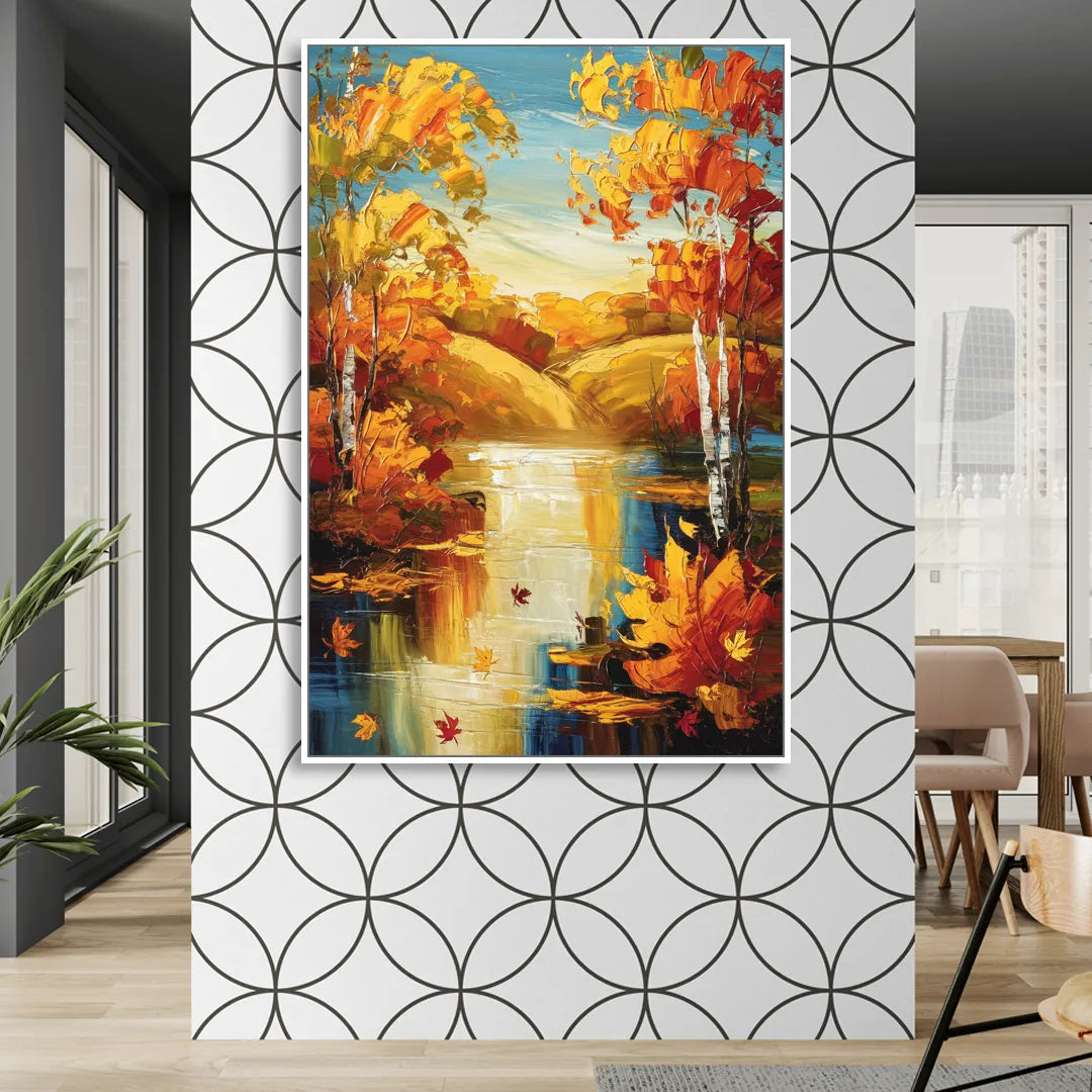 Franklin Autumn Vibes Sitting Room - White Canvas Wall Art