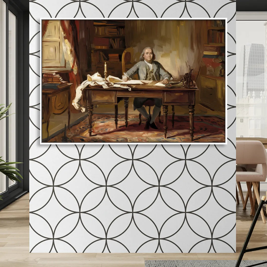 Franklin Historic Charm Living Room - White Canvas Wall Art