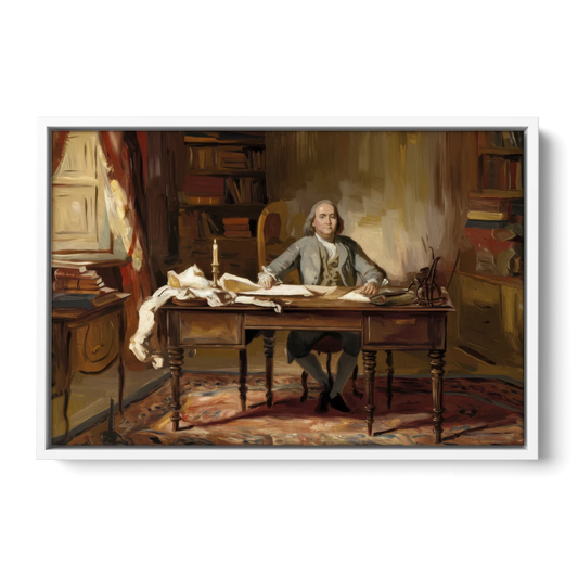 Franklin Historic Charm - White Framed Canvas Wall Art - Front