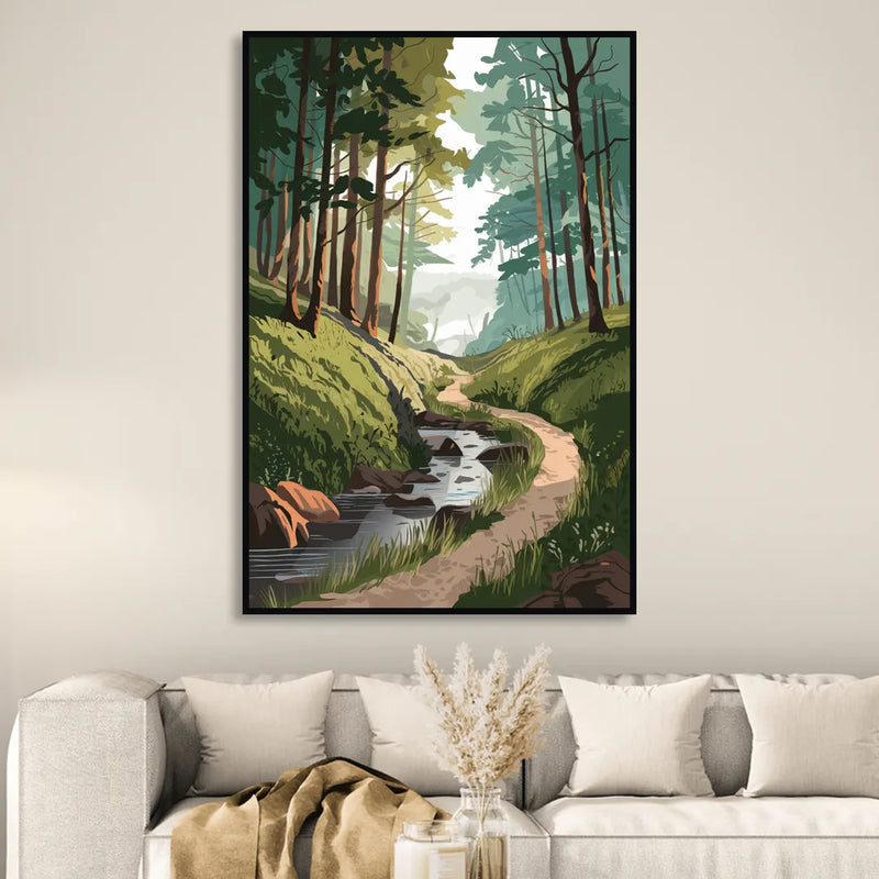 Franklin Nature Trails Sitting Room - Black Canvas Wall Art