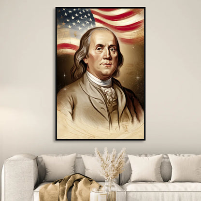 Franklin Patriotic Spirit Living Room - Black Canvas Wall Art