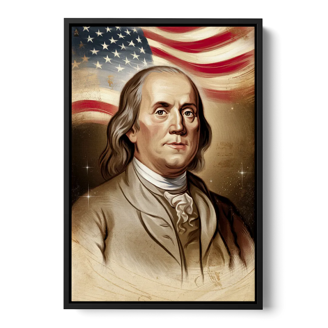 Franklin Patriotic Spirit Front - Black Canvas Wall Art