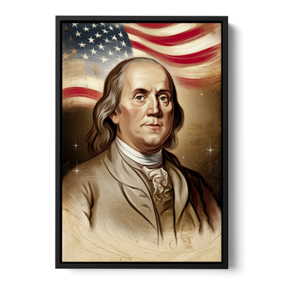 Franklin Patriotic Spirit Front - Black Canvas Wall Art