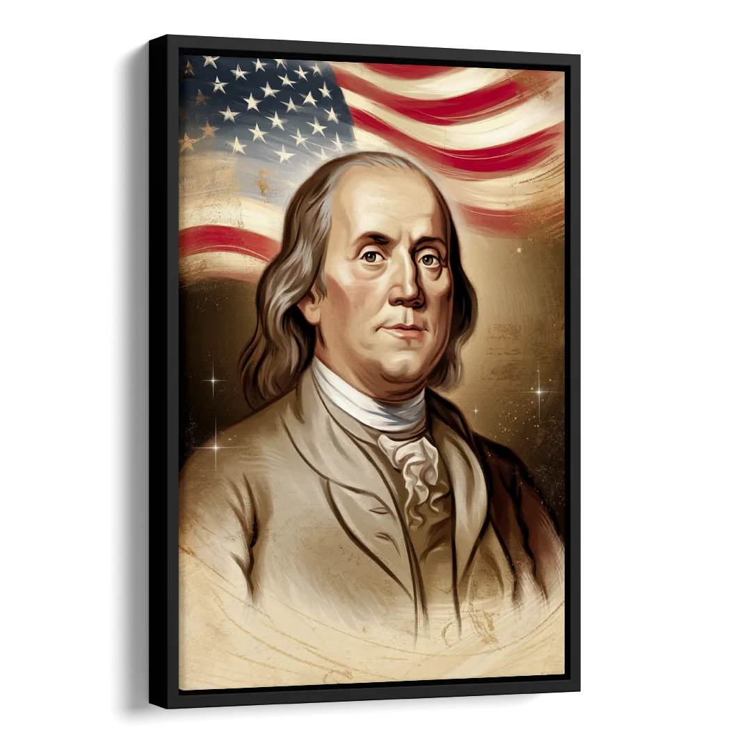 Franklin Patriotic Spirit Side - Black Canvas Wall Art