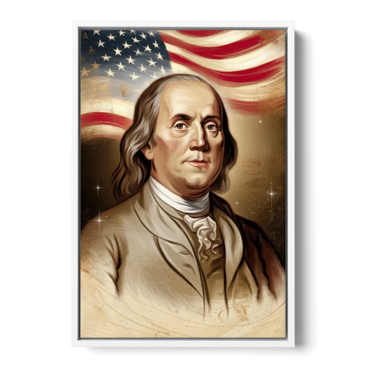 Franklin Patriotic Spirit - White Framed Canvas Wall Art - Front