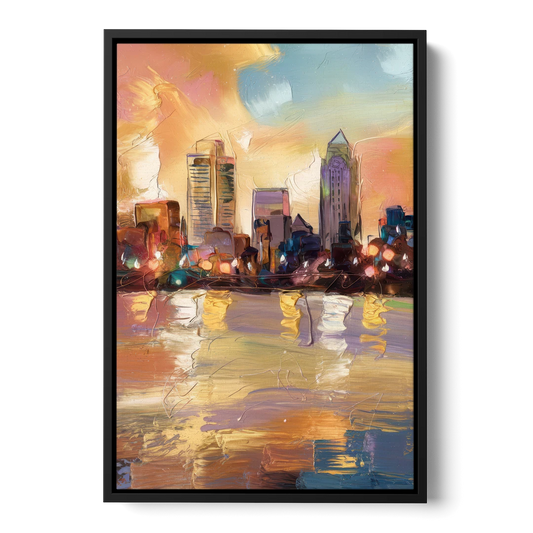 Franklin Skyline View - Black Framed Canvas Wall Art - Front