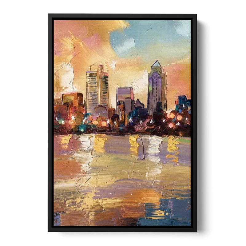 Franklin Skyline View Front - Black Canvas Wall Art