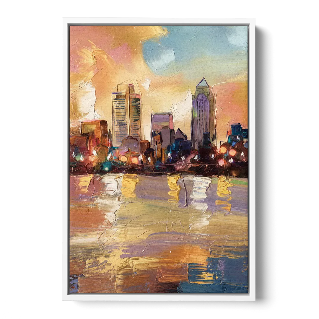 Franklin Skyline View Front - White Canvas Wall Art