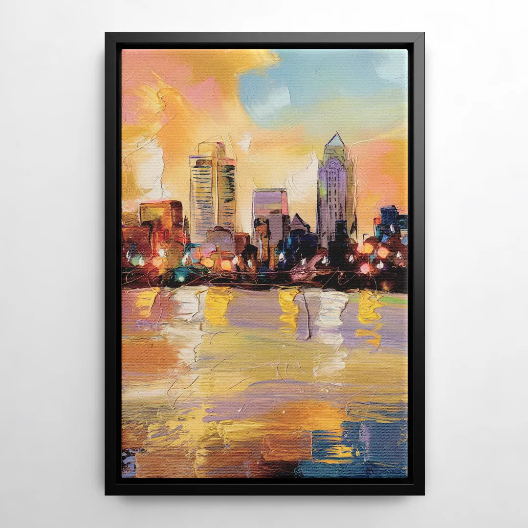 Franklin Skyline View - Black Frame Canvas