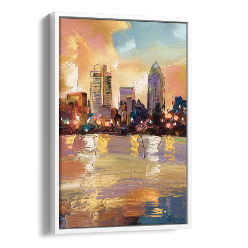 Franklin Skyline View Side - White Canvas Wall Art