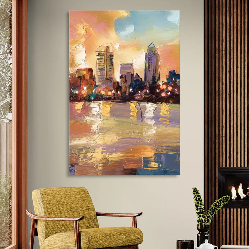 Franklin Skyline View Sitting Room - Canvas Wall Art