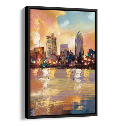 Franklin Skyline View Side - Black Canvas Wall Art