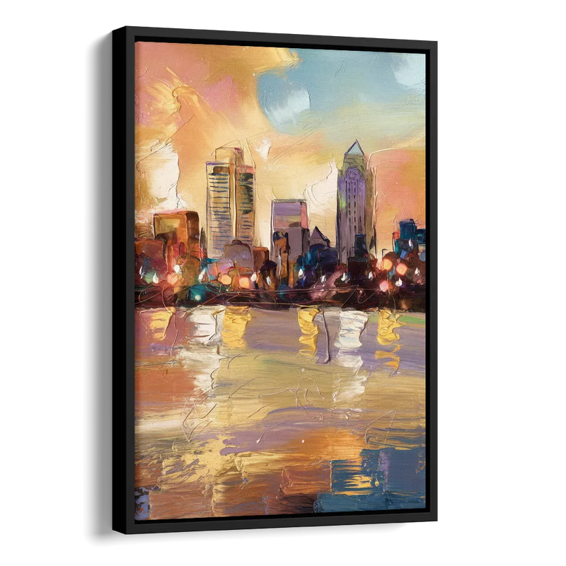 Franklin Skyline View Side - Black Canvas Wall Art