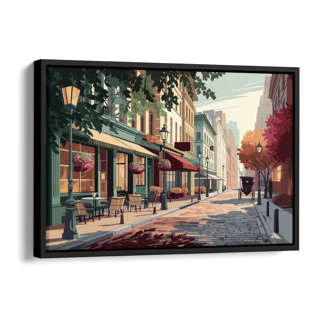 Franklin Vintage Streets Side - Black Canvas Wall Art