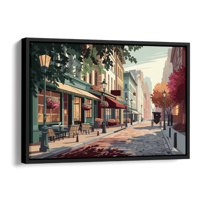 Franklin Vintage Streets Side - Black Canvas Wall Art