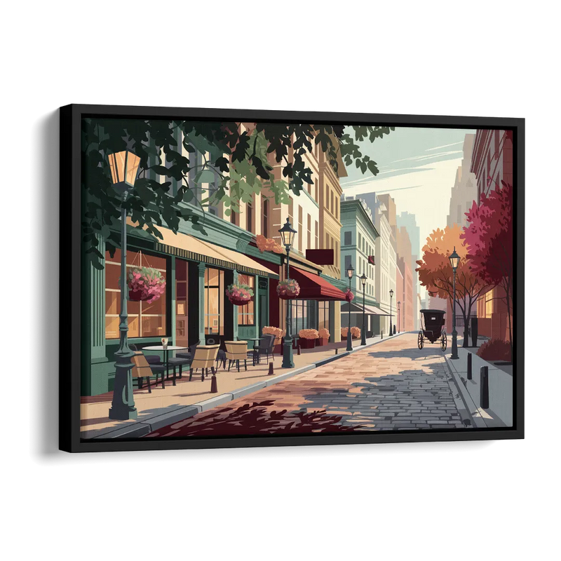 Franklin Vintage Streets Side - Black Canvas Wall Art