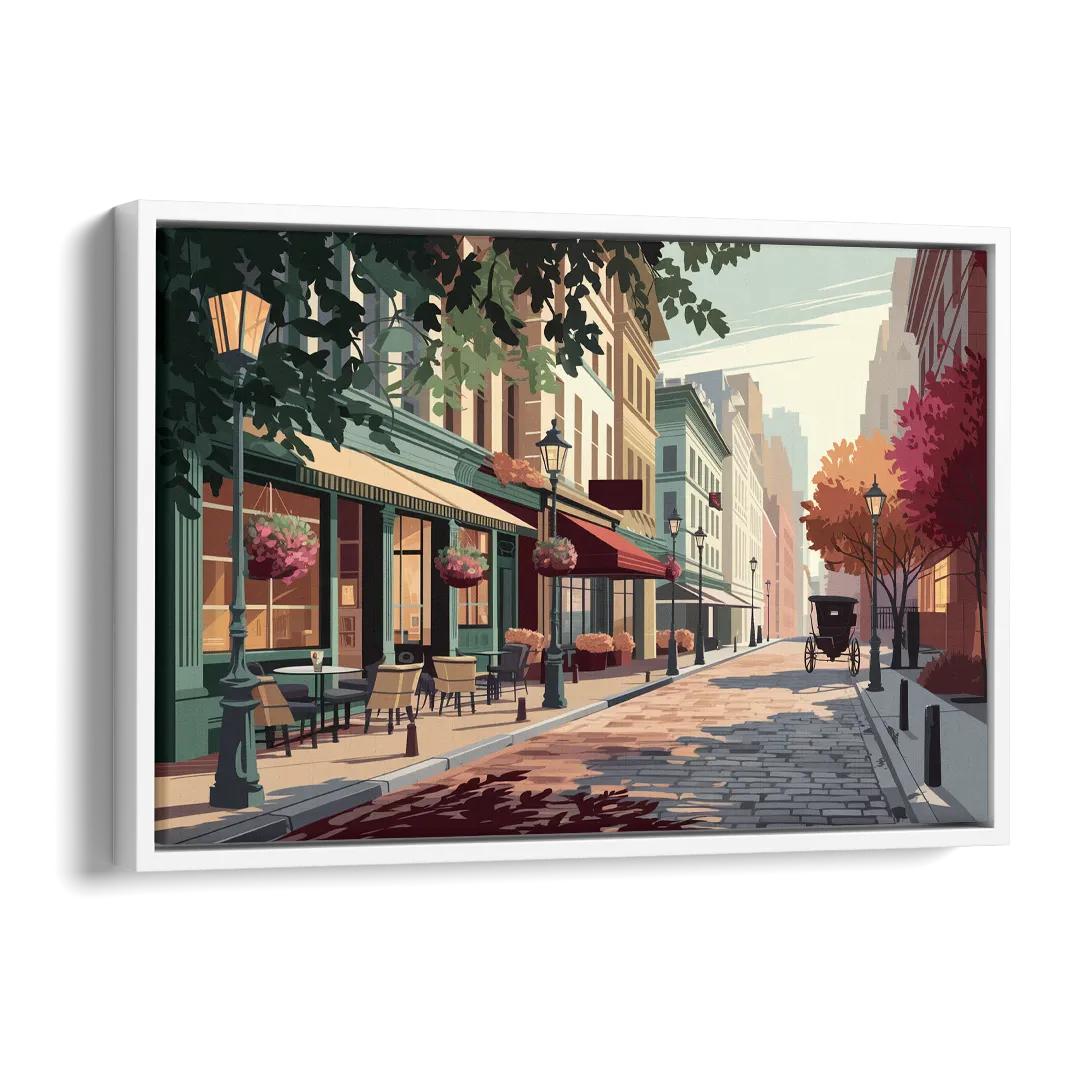Franklin Vintage Streets Side - White Canvas Wall Art