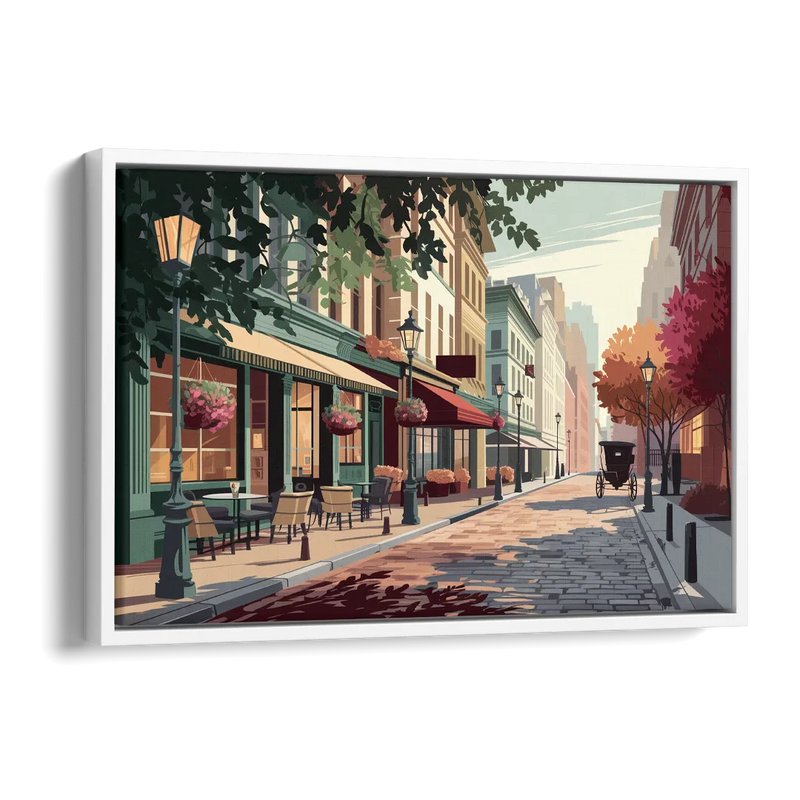 Franklin Vintage Streets Side - White Canvas Wall Art