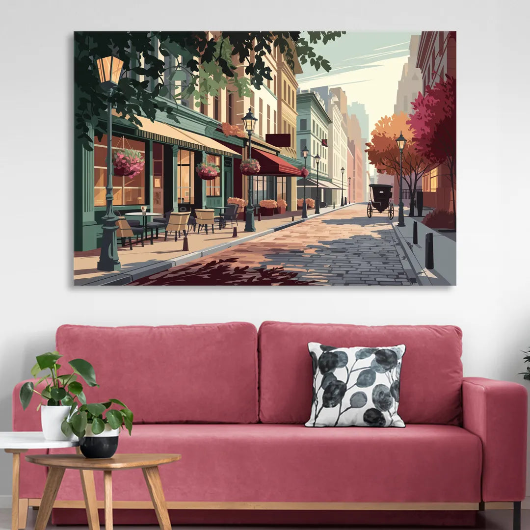 Franklin Vintage Streets Sitting Room - Canvas Wall Art