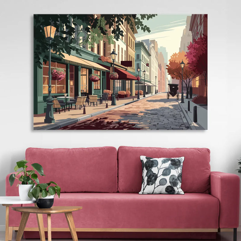Franklin Vintage Streets Sitting Room - Canvas Wall Art
