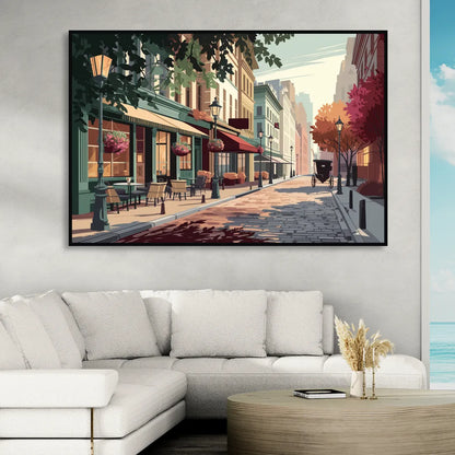 Franklin Vintage Streets Sitting Room - Black Canvas Wall Art