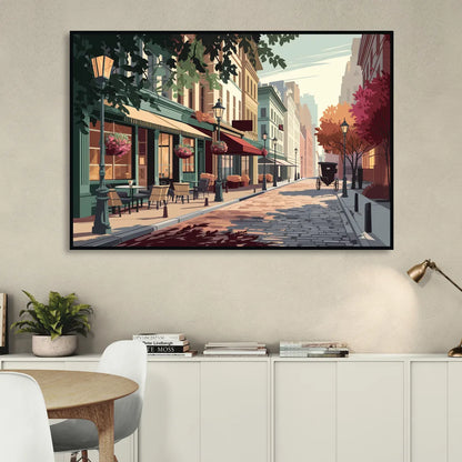 Franklin Vintage Streets Living Room - Black Canvas Wall Art