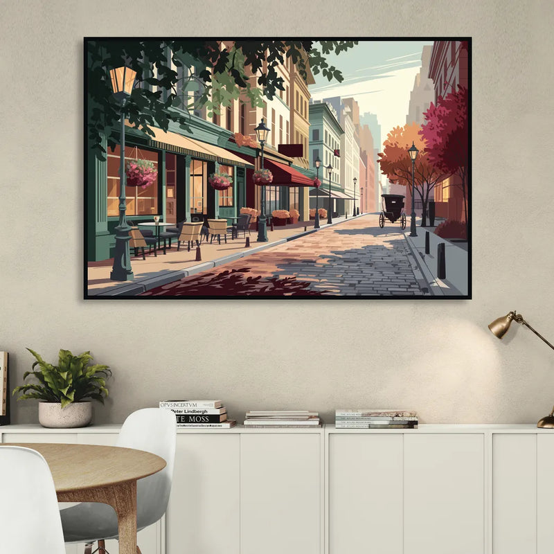 Franklin Vintage Streets Living Room - Black Canvas Wall Art