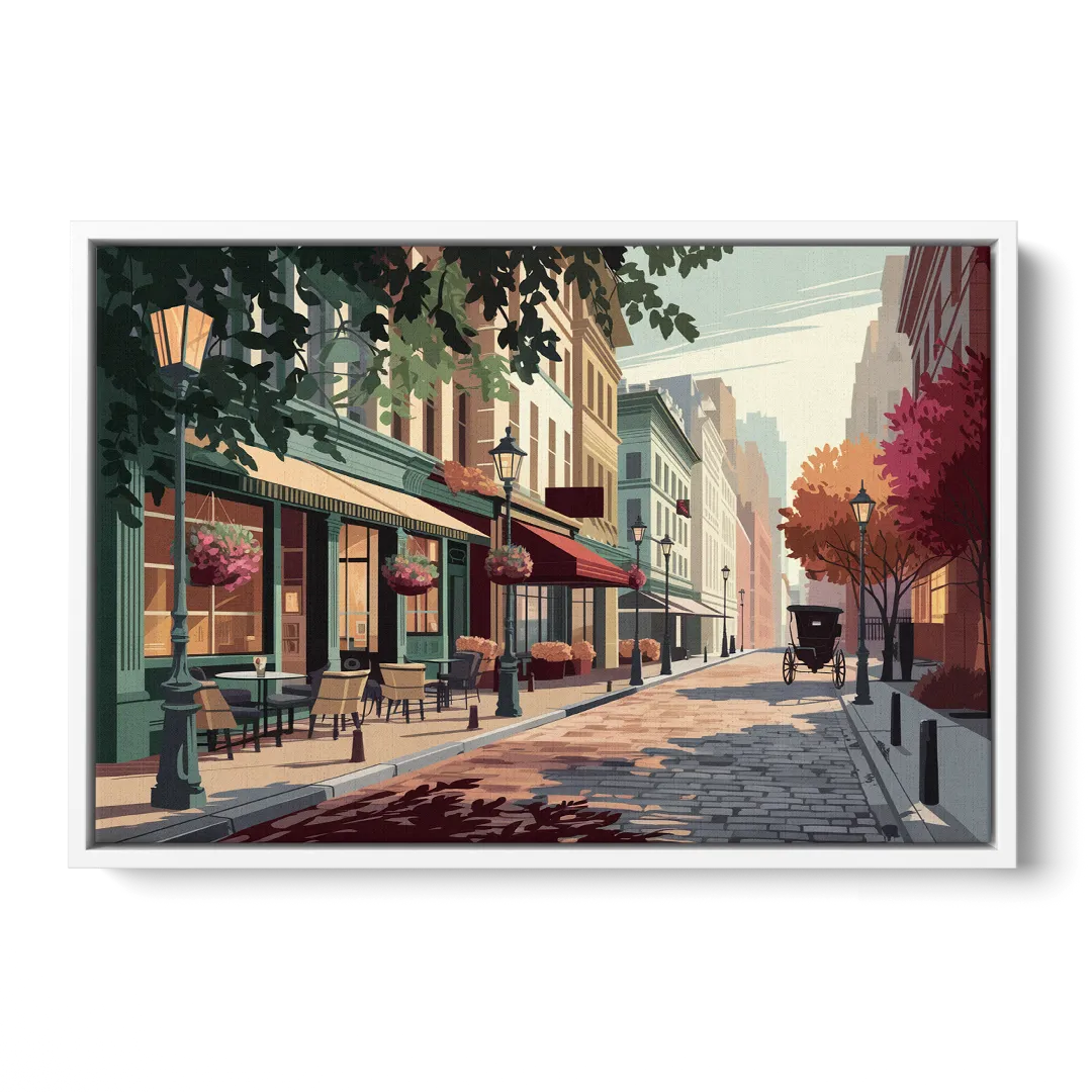 Franklin Vintage Streets Front - White Canvas Wall Art