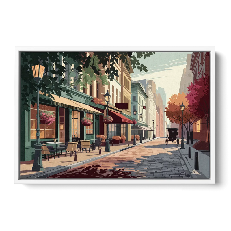 Franklin Vintage Streets Front - White Canvas Wall Art