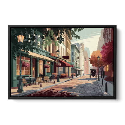 Franklin Vintage Streets Front - Black Canvas Wall Art