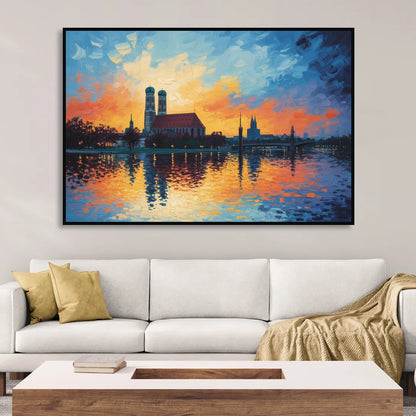 Frauenkirche Silhouette Sitting Room - Black Canvas Wall Art