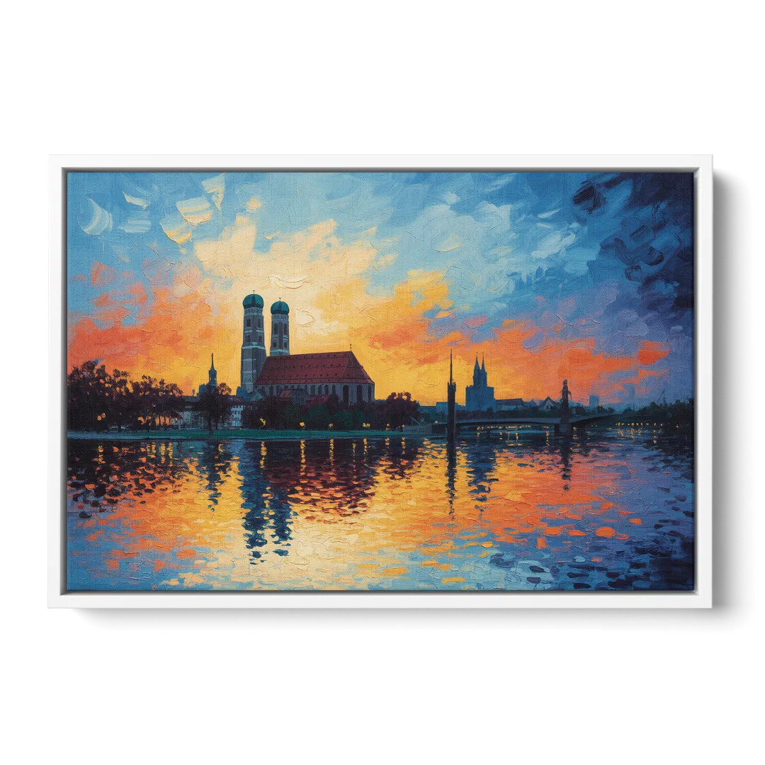 Frauenkirche Silhouette Front - White Canvas Wall Art