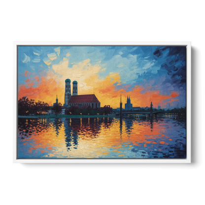 Frauenkirche Silhouette Front - White Canvas Wall Art