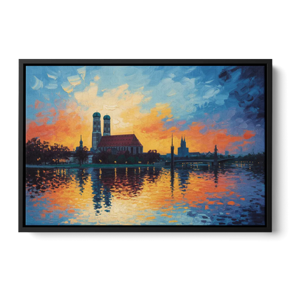 Frauenkirche Silhouette Front - Black Canvas Wall Art