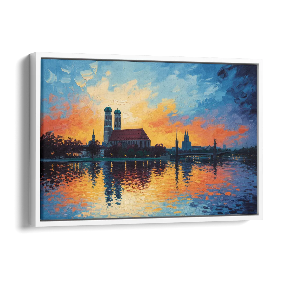 Frauenkirche Silhouette Side - White Canvas Wall Art