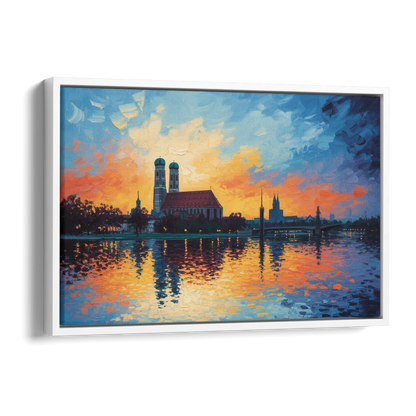 Frauenkirche Silhouette Side - White Canvas Wall Art