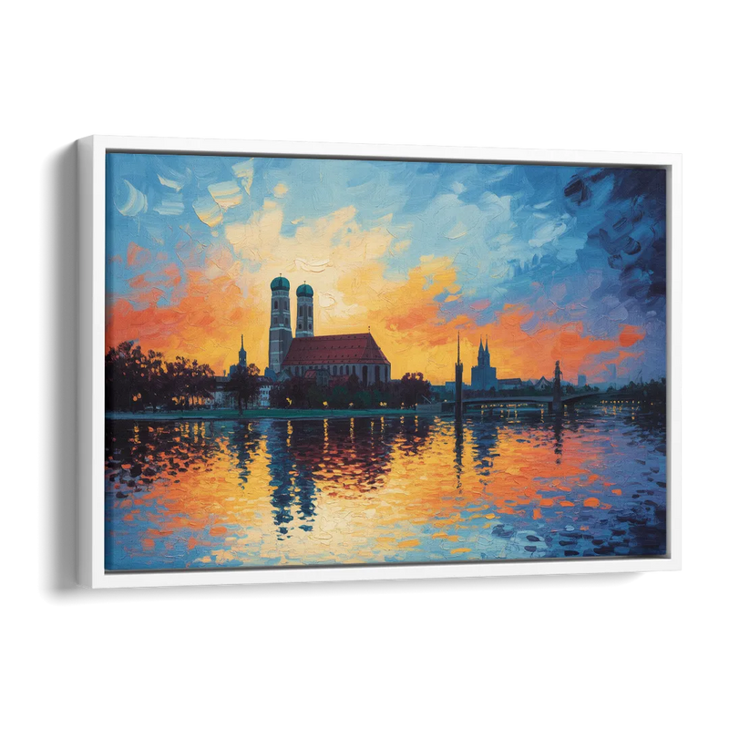 Frauenkirche Silhouette Side - White Canvas Wall Art