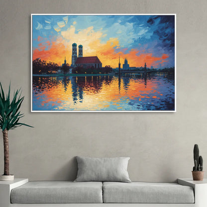 Frauenkirche Silhouette Sitting Room - White Canvas Wall Art