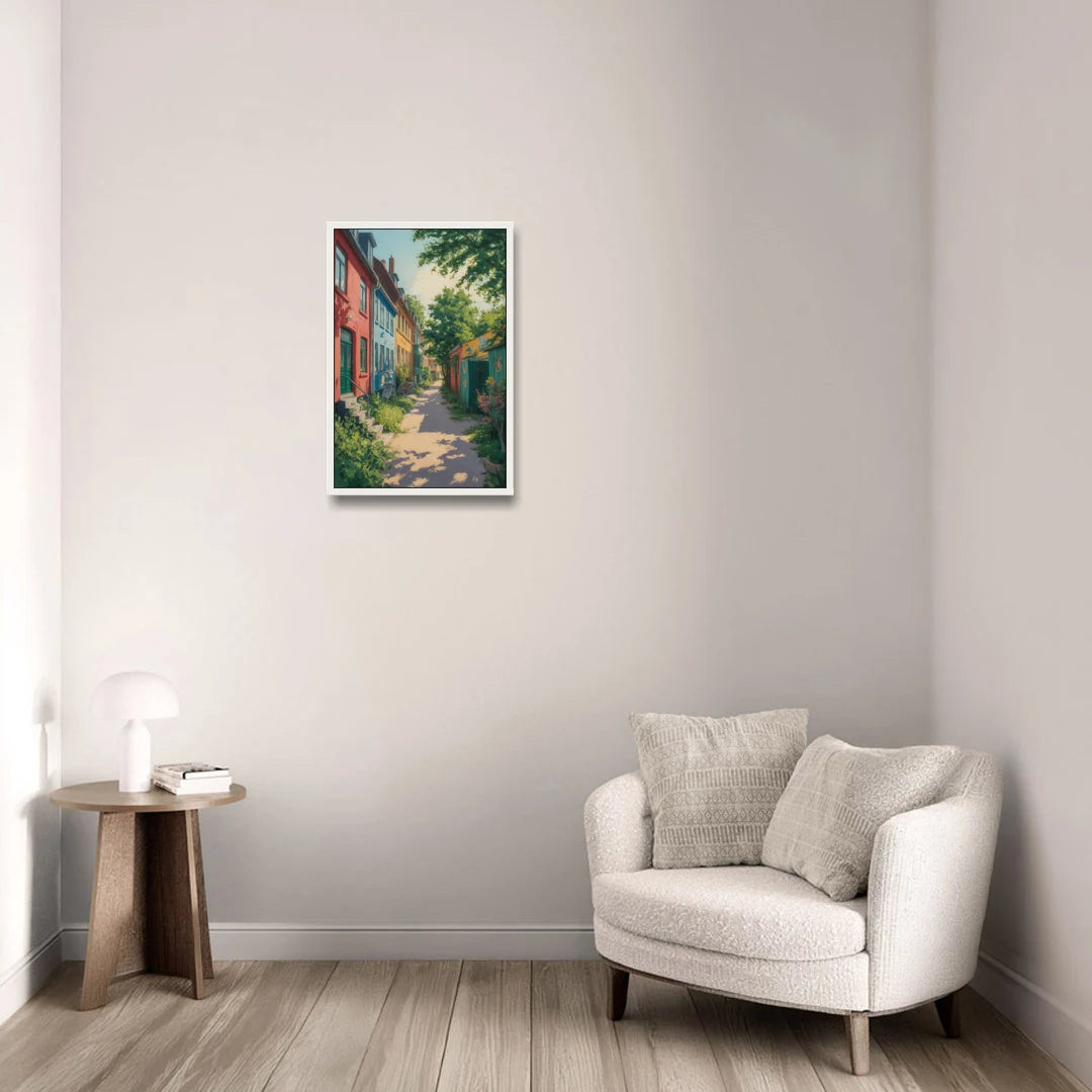 Freetown Christiania - White Framed Canvas Wall Art - Sofa - 16x24