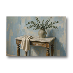 French Country Bathroom Wall Art of a Eucalyptus Washstand - Canvas Wall Art - Front