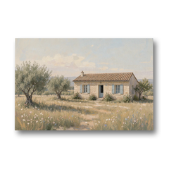 French Country Wall Art of a Provençal Farmhouse - Canvas Wall Art - Front
